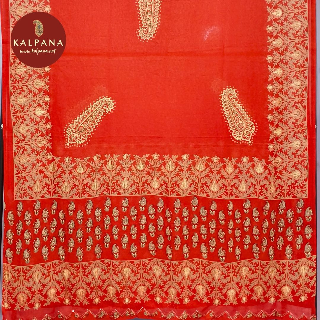 Printed With Embroidery Cotton Unstitched Suit