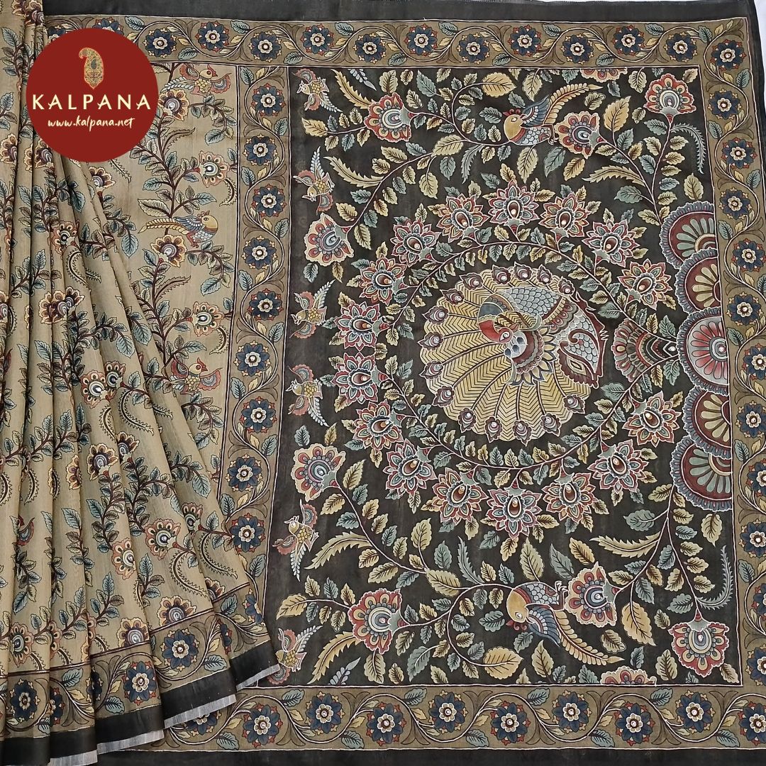 Printed With Embroidery Blended Tussar Silk Saree