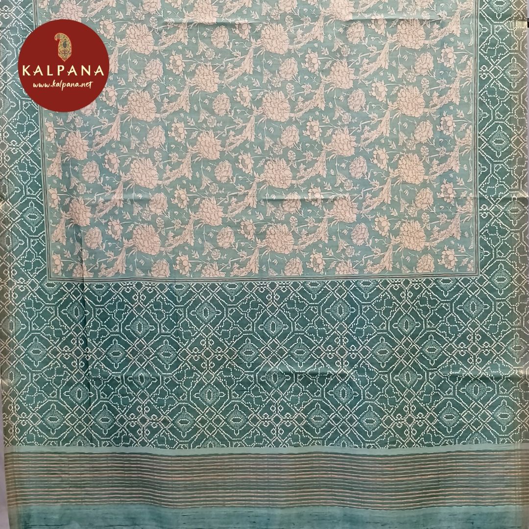 Printed With Embroidery Blended Tussar Silk Unstitched Suit - Kalpana