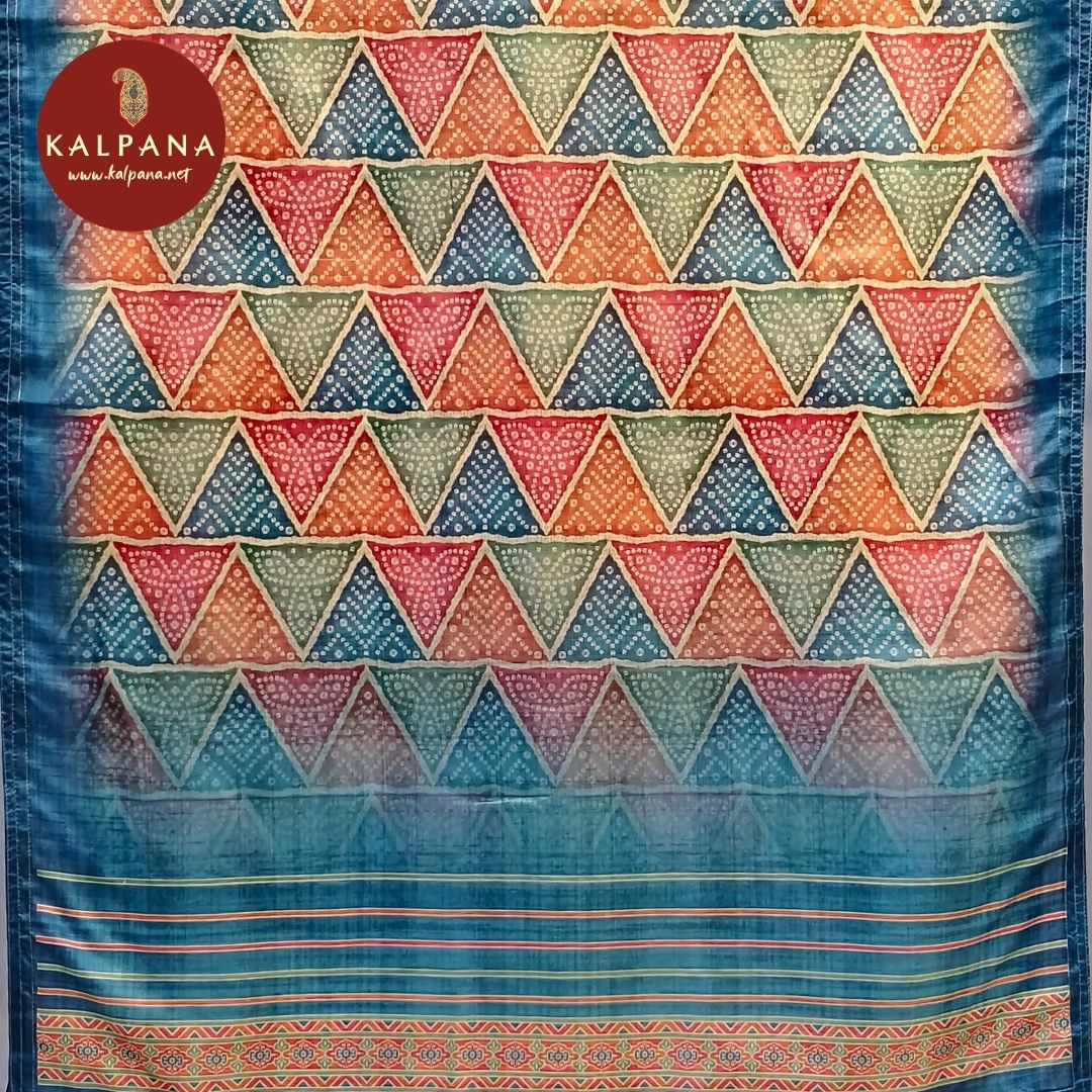 Printed With Embroidery Blended Tussar Silk Unstitched Suit