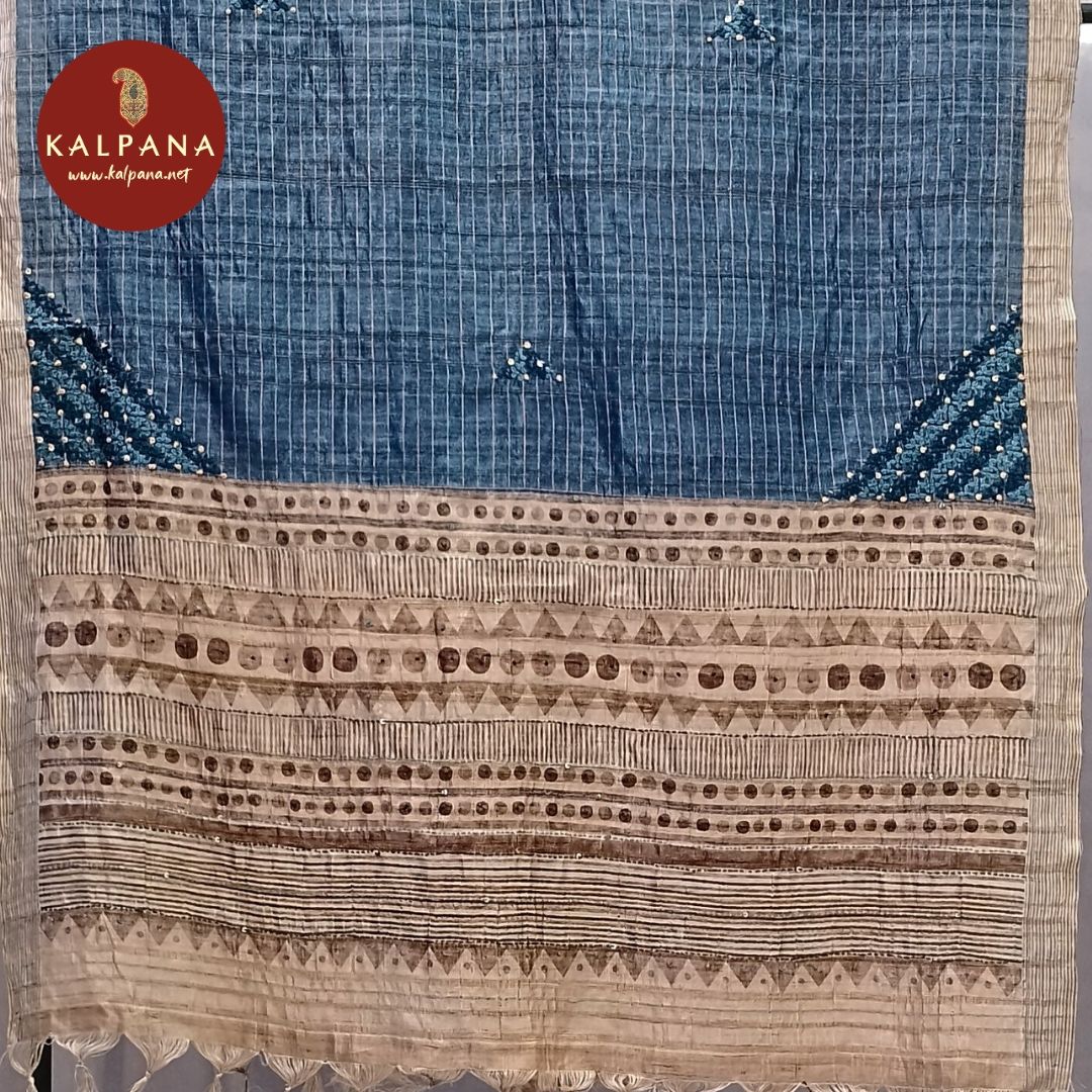 Embroided Blended Tussar Silk Unstitched Suit