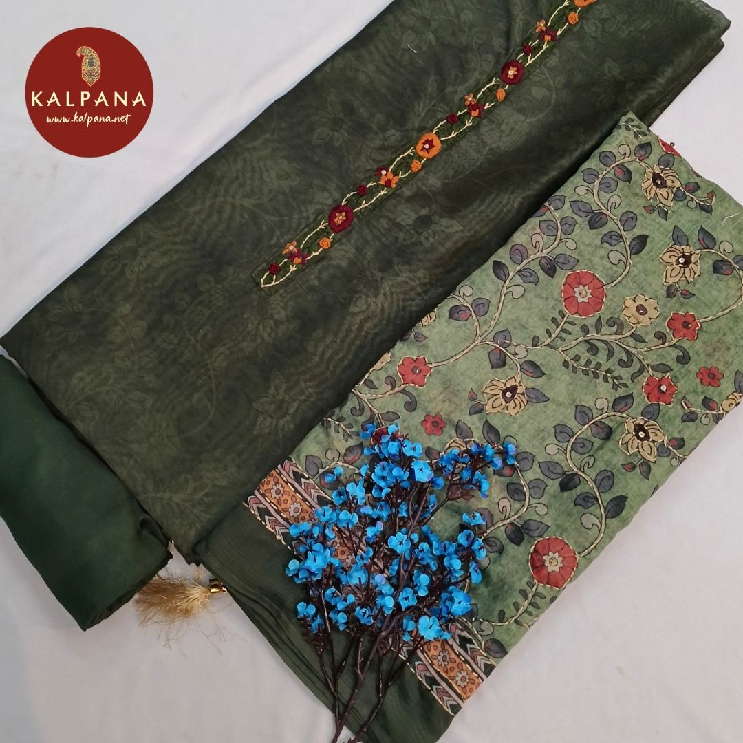 Shirt: Dark Green Coloured Printed With Embroidery Blended SICO Cotton Unstitched Suit and Border.
Dupatta: Dark Green Color Printed With Embroidery SICO Cotton Dupatta.
Bottom: Plain Dark Green Blended SICO Cotton Bottom.
Perfect for Formal,Wear.
Recommended for Summer season(s). Dry Clean Only
Shirt Fabric: 2.5 mts
Salwar Fabric: 2.4 mts
Dupatta: 2.4 mts
Country Of Origin:India
Weight: 500 gms