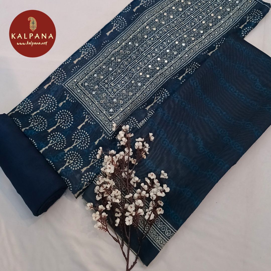 Shirt: Dark Blue Coloured Printed With Embroidery Blended SICO Cotton Unstitched Suit and Border.
Dupatta: Printed Dark Blue Color SICO Cotton Dupatta.
Bottom: Dark Blue Blended SICO Cotton Bottom.
Perfect for Formal,Wear.
Recommended for Summer season(s). Dry Clean Only
Shirt Fabric: 2.5 mts
Salwar Fabric: 2.4 mts
Dupatta: 2.4 mts
Country Of Origin:India
Weight: 500 gms