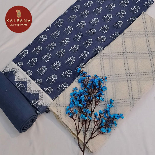 Shirt: Blue Coloured Printed With Embroidery Pure Cotton Unstitched Suit.
Dupatta: Blue Color Printed With Embroidery Cotton Dupatta.
Bottom: Blue Pure Cotton Bottom.
Perfect for Semi,Formal,Wear. 
Recommended for Summer season(s). Dry Clean Only
Shirt Fabric: 2.5 mts
Salwar Fabric: 2.4 mts
Dupatta: 2.4 mts
Country Of Origin:India
Weight: 500 gms