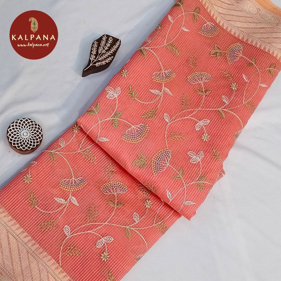 Peach Embroided SICO Cotton Saree
with Embroidered Peach Color Palla
The Peach Colored Embroided SICO Cotton Unstitched Blouse
Which is Perfect for Semi,Formal,Wear in Summer season(s). Dry Clean Only.
Saree 5.4 mts
Blouse 0.8 mts
Country Of Origin:India
Weight: 500 gms