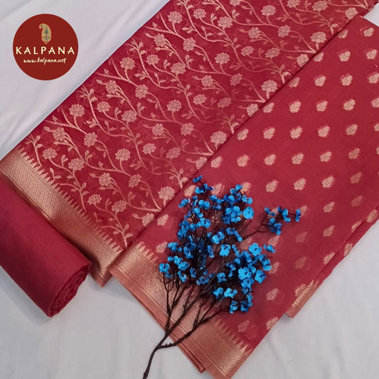 Shirt: Light Onion Coloured Woven Zari Blended SICO Cotton Unstitched Suit.
Dupatta: Light Onion Color Woven Zari SICO Cotton Dupatta.
Bottom: Plain Light Onion Blended SICO Cotton Bottom.
Perfect for Formal,Wear. 
Recommended for Summer season(s). Dry Clean Only
Shirt Fabric: 2.5 mts
Salwar Fabric: 2.4 mts
Dupatta: 2.4 mts
Country Of Origin:India
Weight: 500 gms