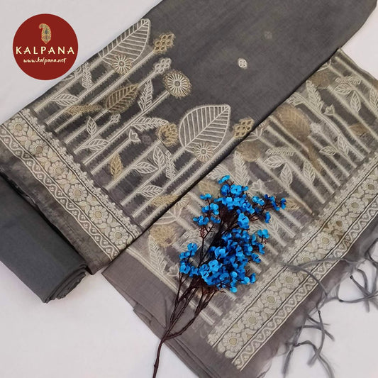 Shirt: Grey Coloured Woven Zari Blended SICO Cotton Unstitched Suit and Border.
Dupatta: Grey Color Woven Zari SICO Cotton Dupatta.
Bottom: Grey Blended SICO Cotton Bottom.
Perfect for Semi,Formal,Wear. 
Recommended for Summer season(s). Dry Clean Only
Shirt Fabric: 2.5 mts
Salwar Fabric: 2.4 mts
Dupatta: 2.4 mts
Country Of Origin:India
Weight: 500 gms