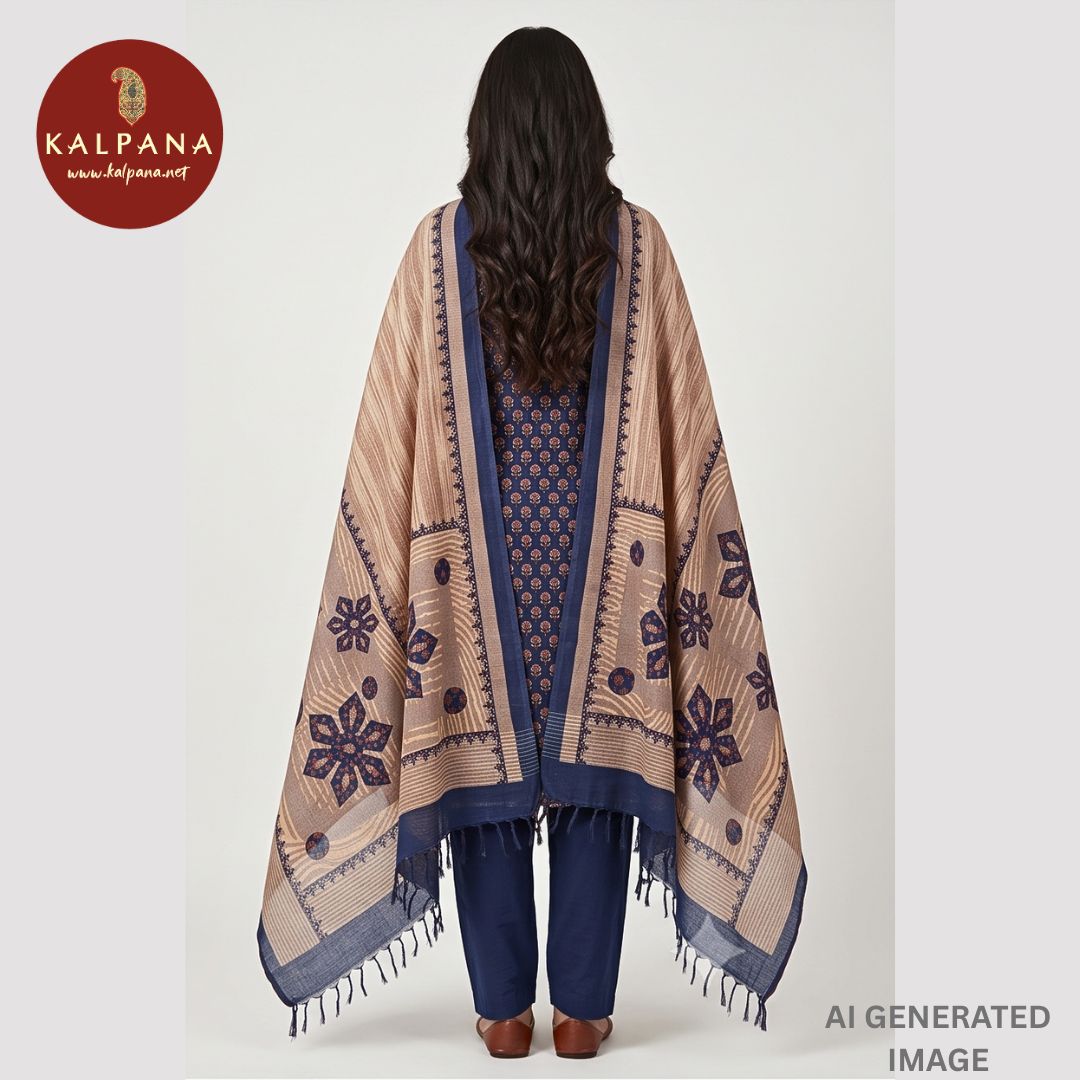 Printed Tussar Unstitched Suit