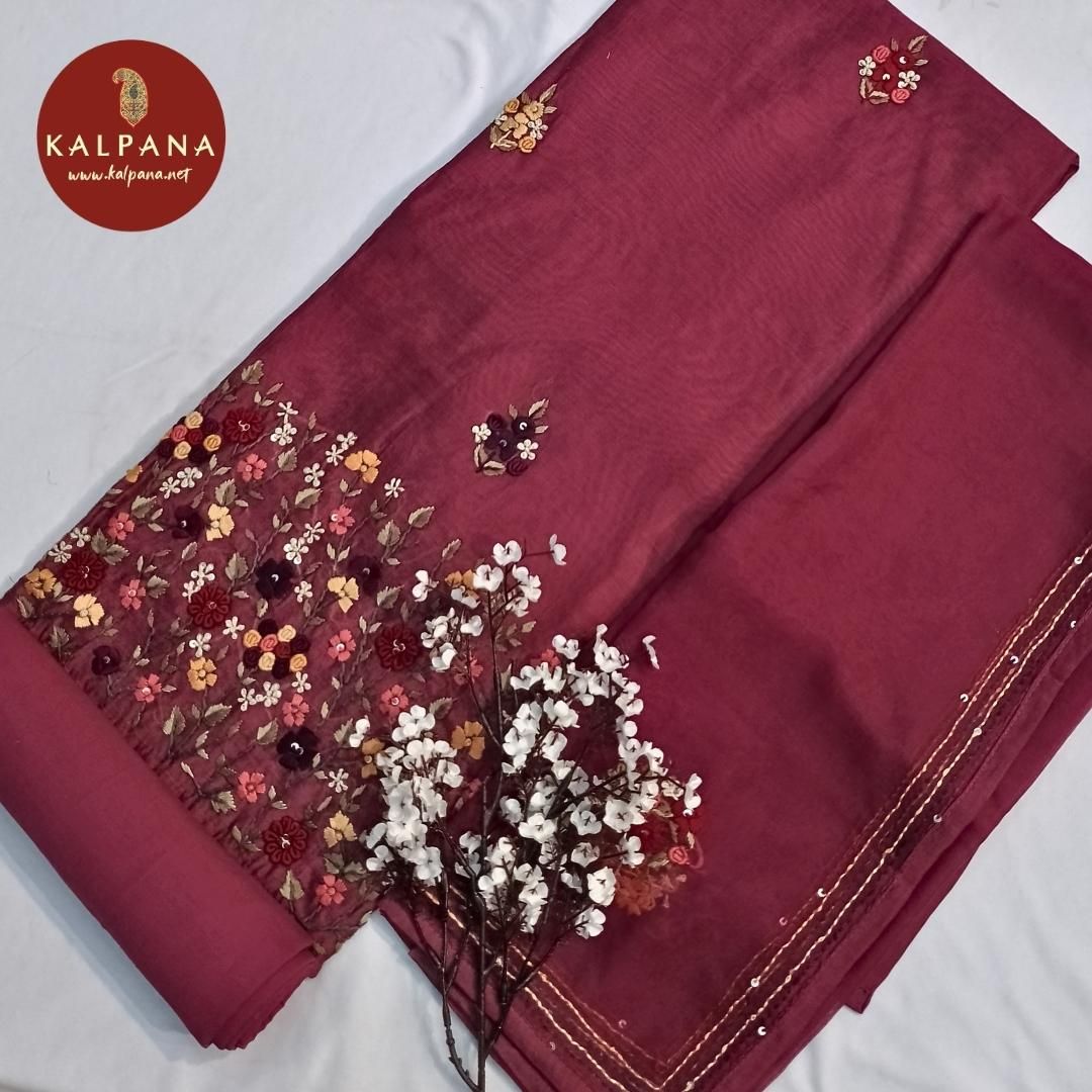 Hand Embroidery Blended SICO Cotton Unstitched Suit