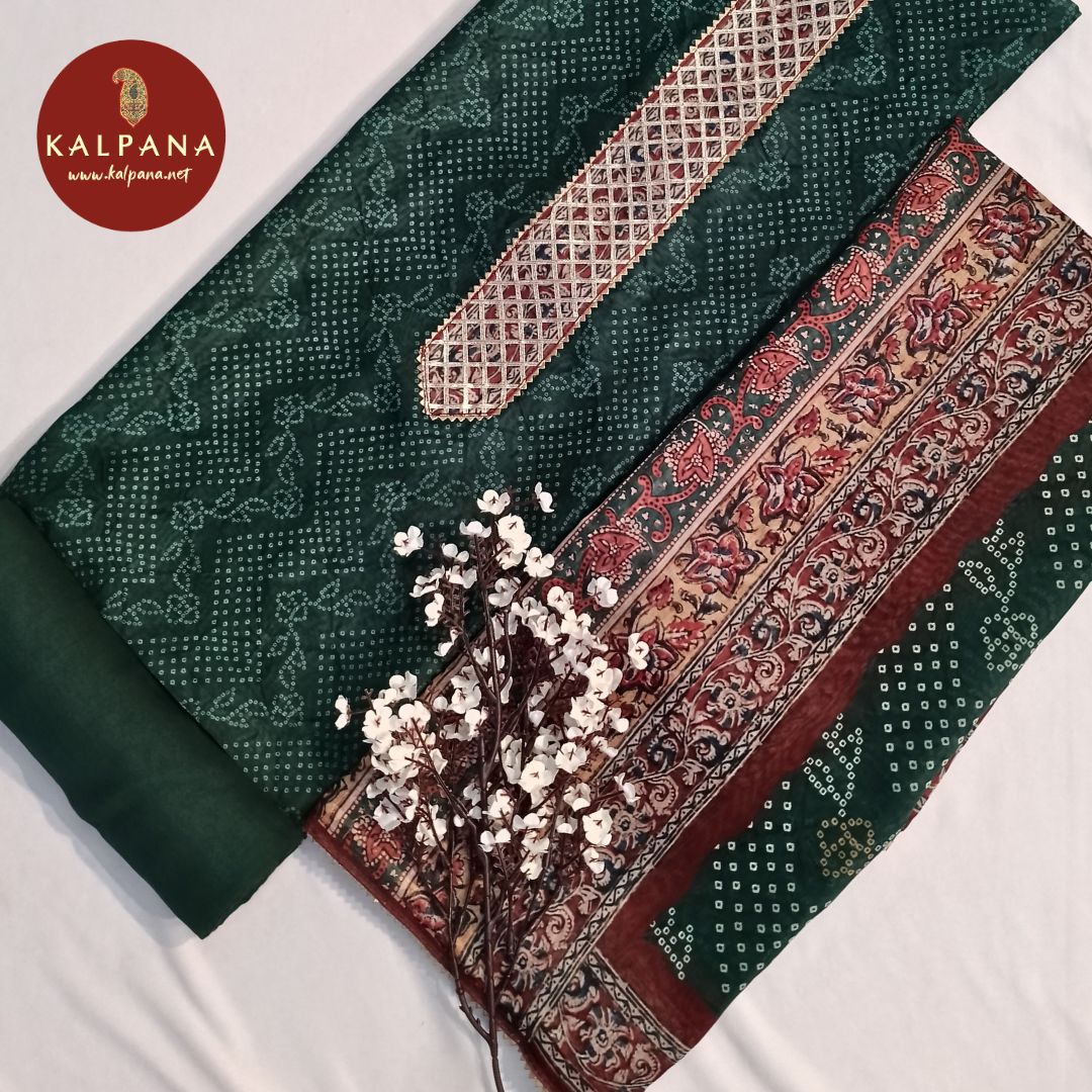 Bandhani Printed Blended SICO Cotton Unstitched Suit