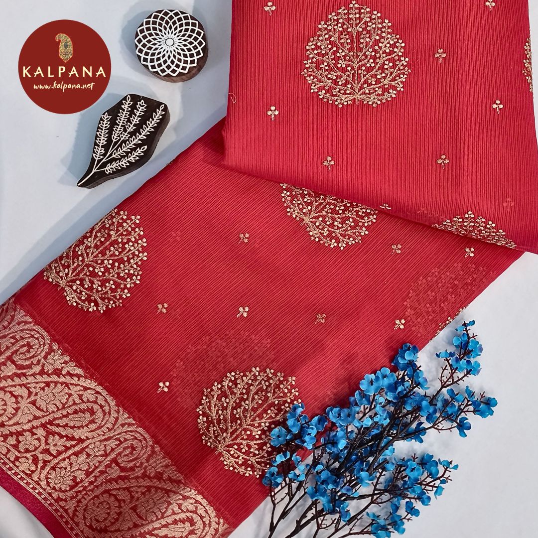 Banarasi Embroidery Blended Cotton Saree