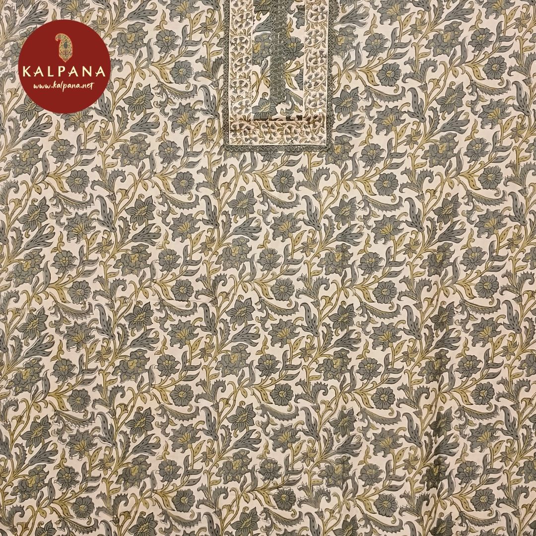 Printed With Embroidery Cotton Unstitched Suit