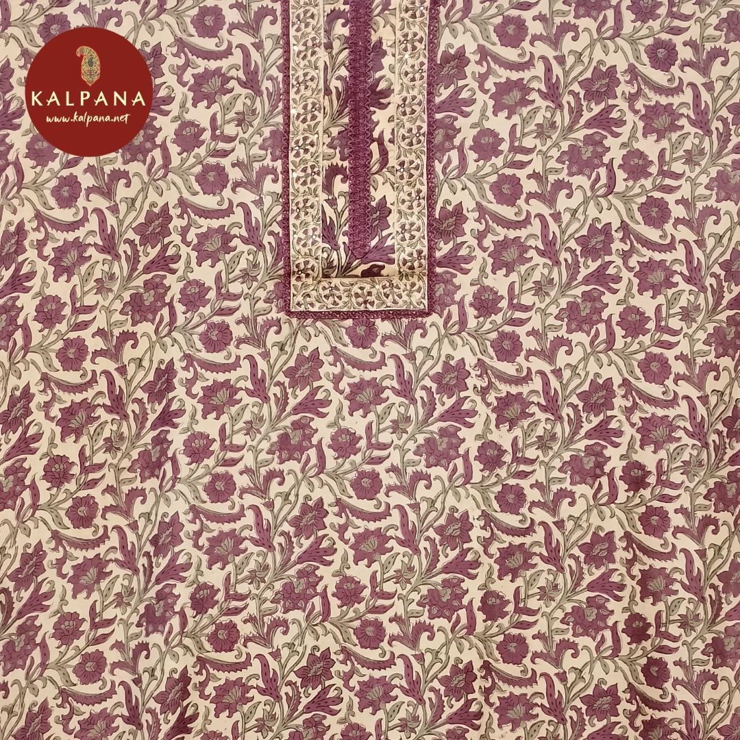 Printed With Embroidery Cotton Unstitched Suit