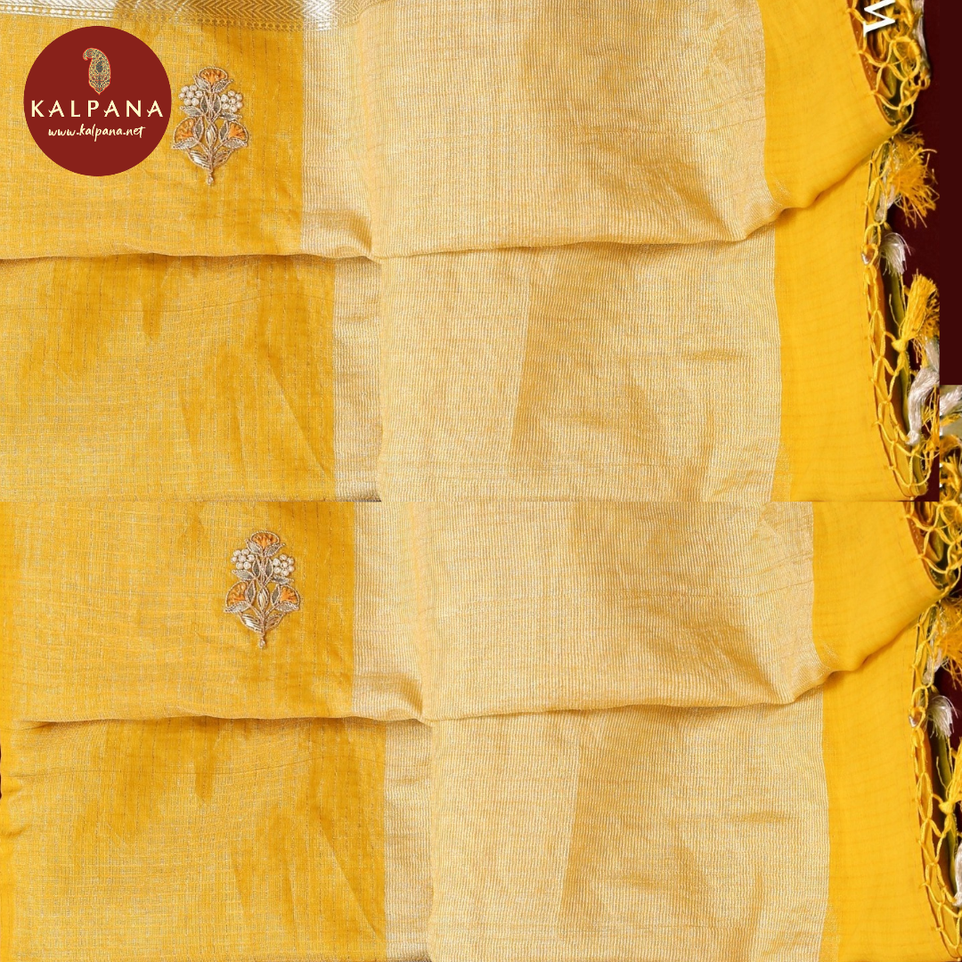 Aari Embroidery Pure Kora Tissue Saree - Kalpana