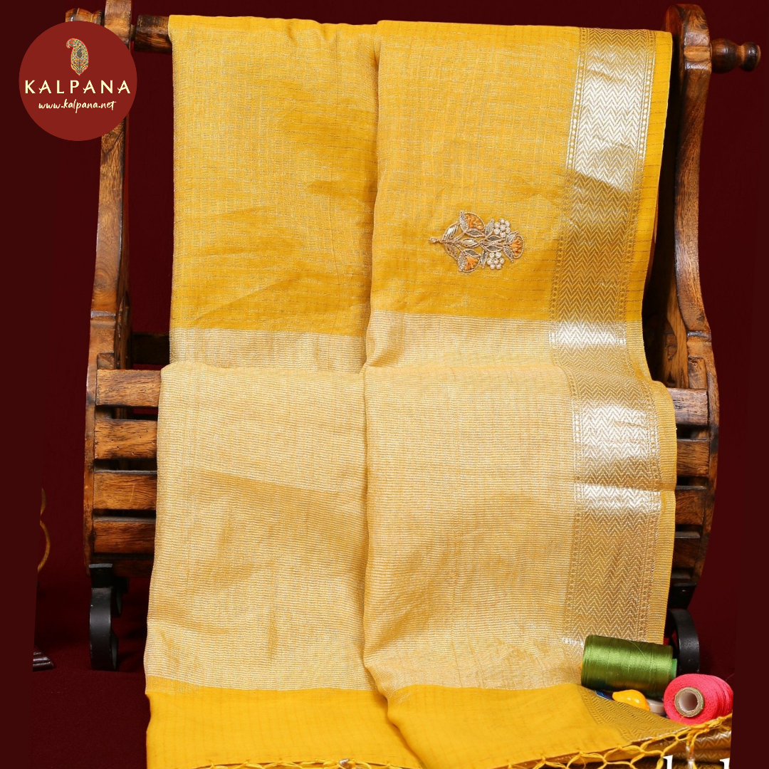 Aari Embroidery Pure Kora Tissue Saree