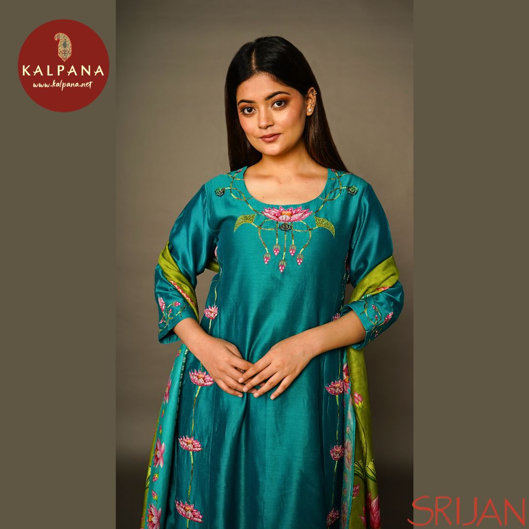 Small Kalidaar Chanderi Salwar Kameez