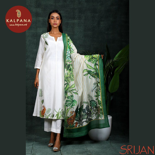 Top : Gond A-Line Front Open Off White Chanderi Shirt and Round Neckline.
Dupatta: It comes with Off White color Gond Chanderi Dupatta.
Bottom : The Cambric Gond Off White color Pants.
Perfect for Casual,Wear. Recommended for Summer season(s). Dry Clean Only
Country Of Origin:India
Weight: 500 gms