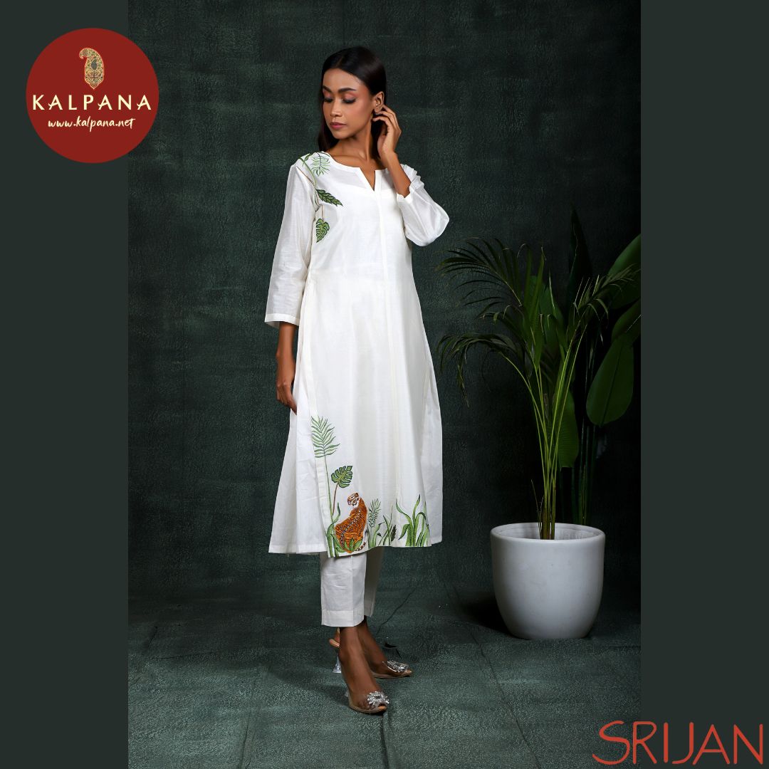 A-Line Front Open Gond Chanderi Salwar Kameez