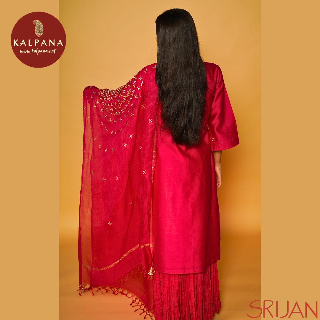 A-Line Front Open Gotta Patti Chanderi Salwar Kameez