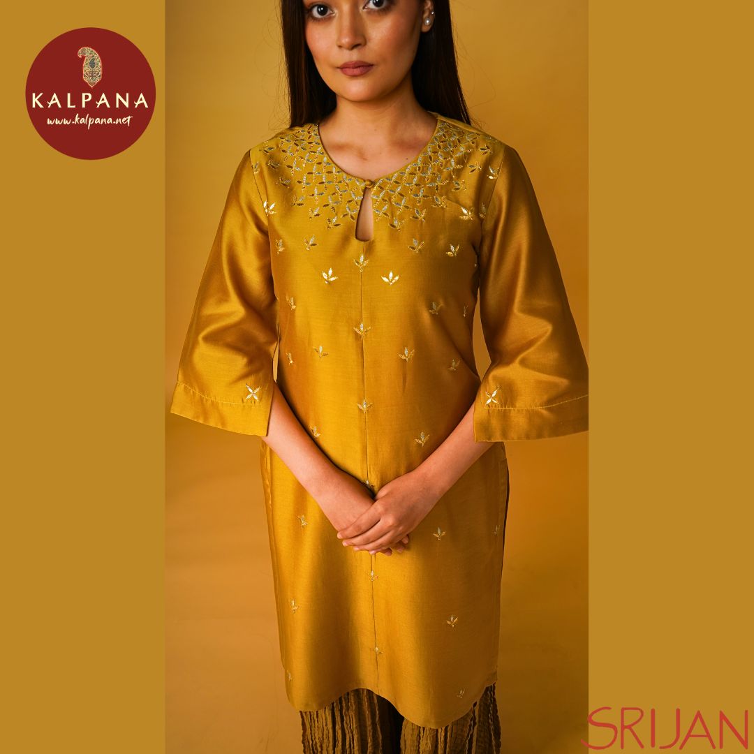 A-Line Front Open Gotta Patti Chanderi Salwar Kameez