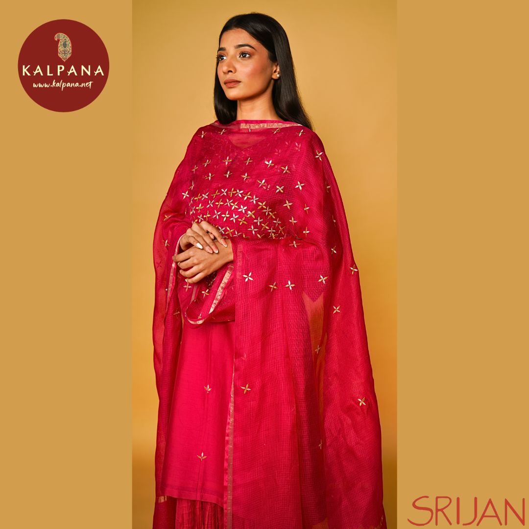 A-Line Front Open Gotta Patti Chanderi Salwar Kameez