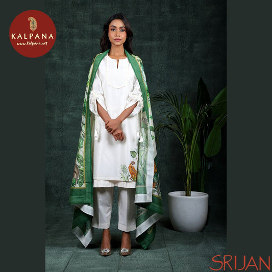 Top : Gond A Line Off White Chanderi Shirt and round neck with opening Neckline.
Dupatta: It comes with Off White color Gond Chanderi Dupatta.
Bottom : The Cambric Gond Off White color Pants.
Perfect for Casual,Wear. Recommended for Summer season(s). Dry Clean Only
Country Of Origin:India
Weight: 500 gms