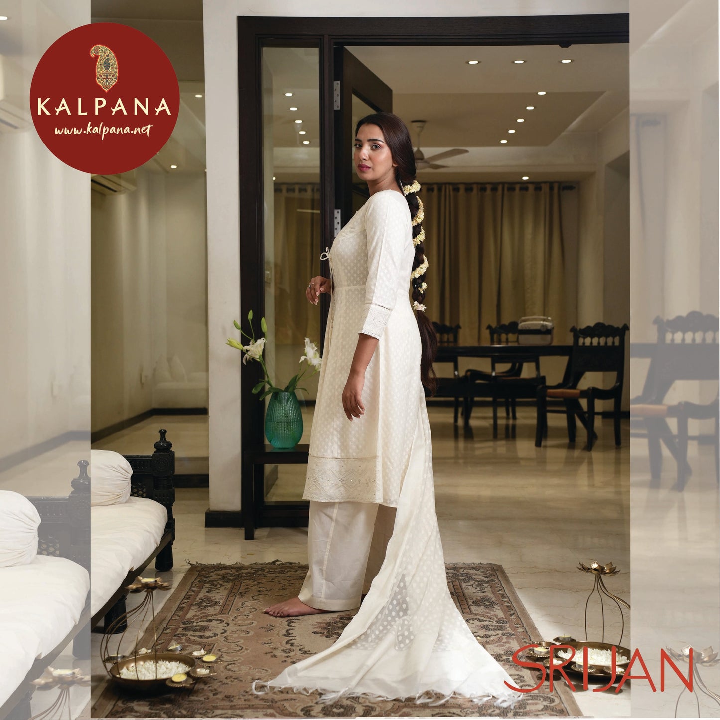 Small Kalidaar Applique Chanderi Salwar Kameez