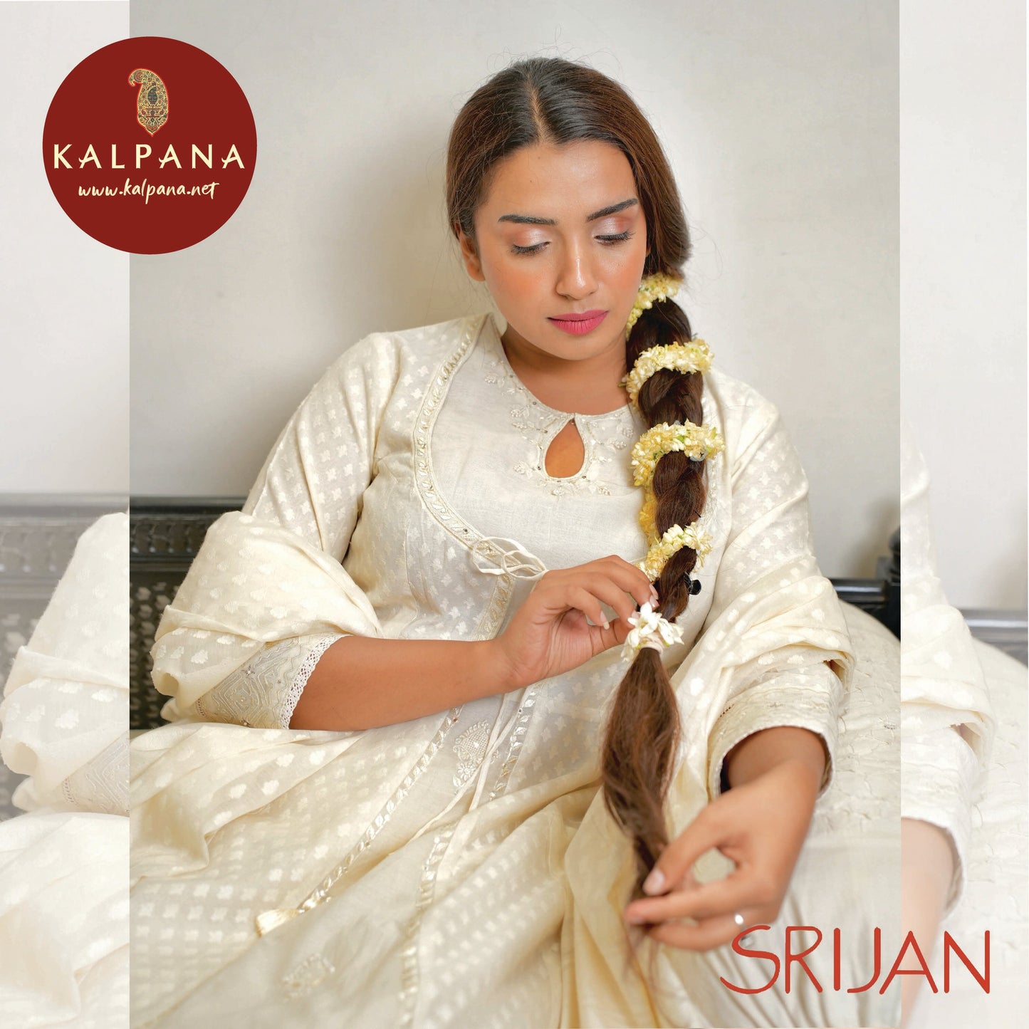 Small Kalidaar Applique Chanderi Salwar Kameez