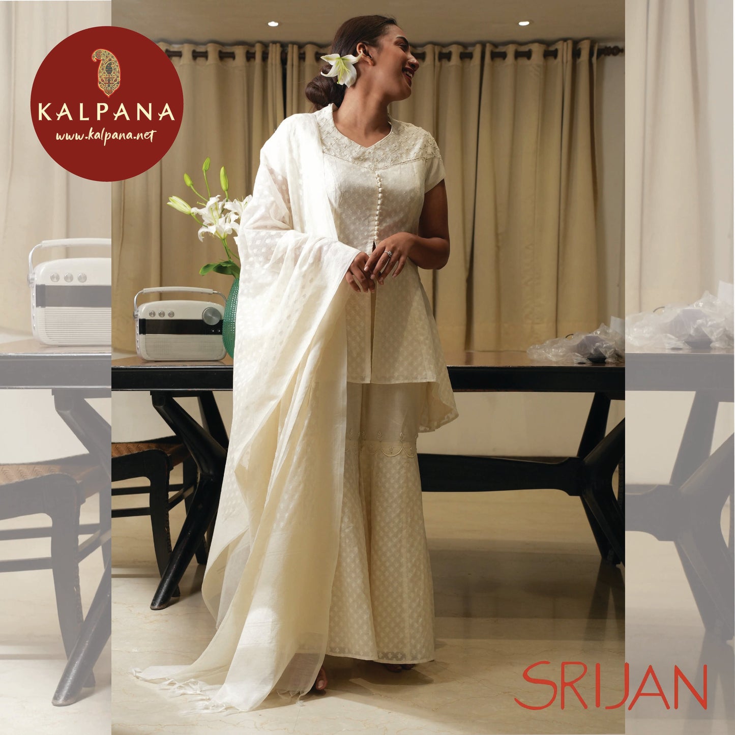Top : Applique A-Line Front Open White Chanderi Shirt and Applique Work Dupatta.
Dupatta: It comes with color Raised Neck Chanderi Neckline.
Bottom : The Cambric Applique White color Sharara (20 Kali Round) .
Perfect for Semi,Formal,Wear. Recommended for Summer season(s). Dry Clean Only
Country Of Origin:India
Weight: 350 gms