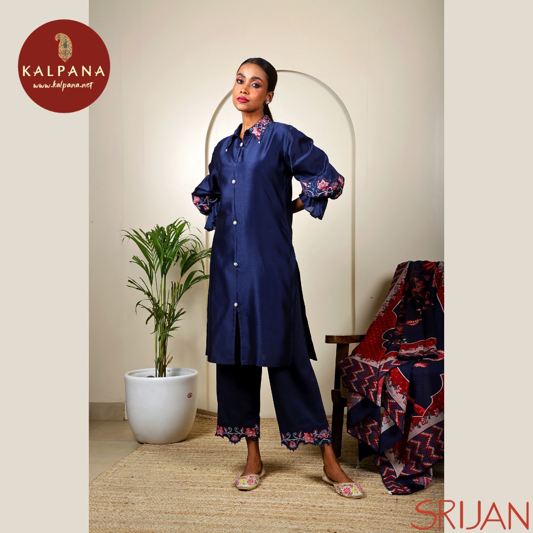 A-Line Front Open Chintz Chanderi Salwar Kameez