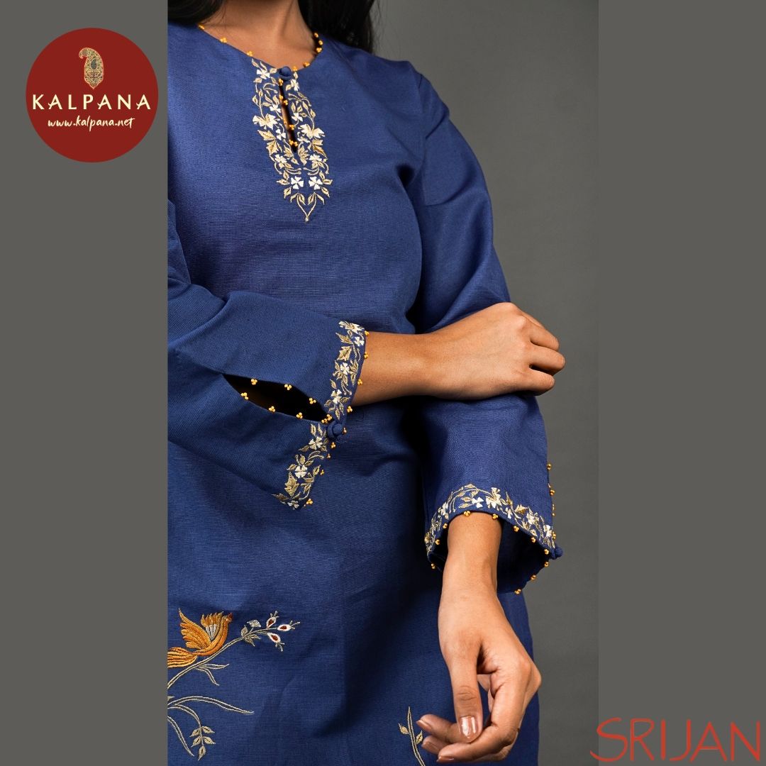A Line Parsi Gara Linen Co-ord Set - Kalpana