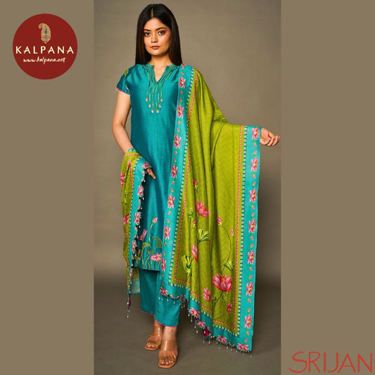 Top : Pichwai A Line Turquoise Chanderi Shirt and round neck with opening Neckline.
Dupatta: It comes with Turquoise color Pichwai Chanderi Dupatta.
Bottom : The SICO Silk Pichwai Turquoise color Pants.
Perfect for Semi,Formal,Wear. Recommended for Summer season(s). Dry Clean Only
Country Of Origin:India
Weight: 500 gms