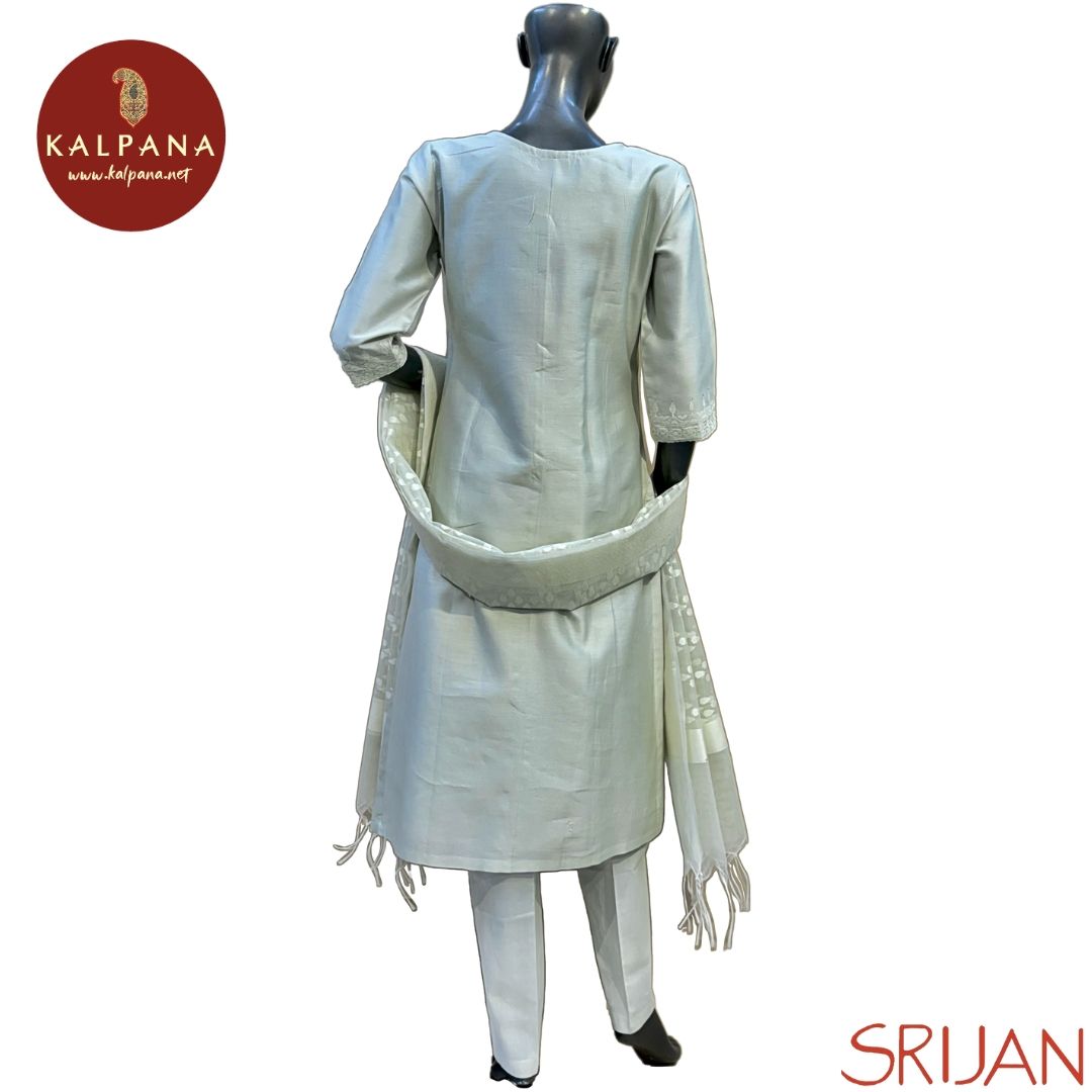 A-Line Front Open Jamdani Chanderi Salwar Kameez