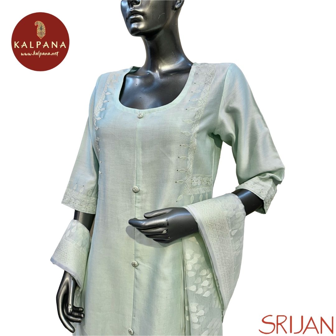 A-Line Front Open Jamdani Chanderi Salwar Kameez
