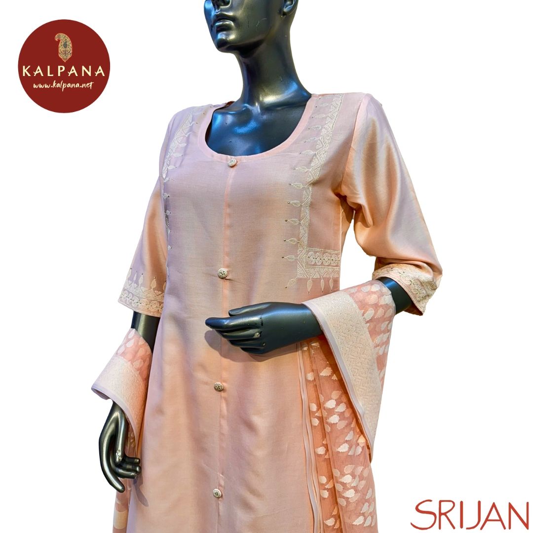 A-Line Front Open Jamdani Chanderi Salwar Kameez