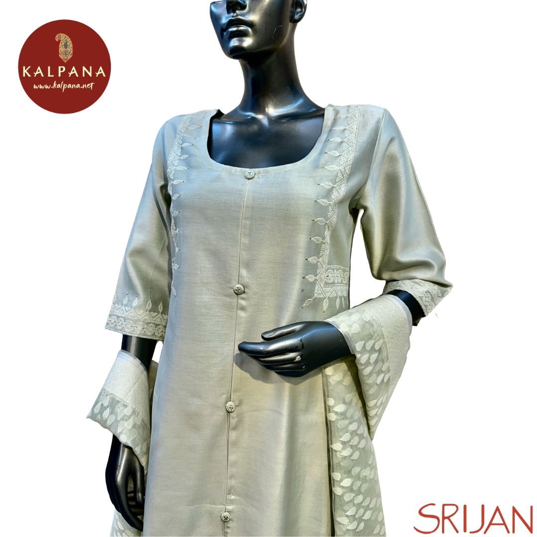 A-Line Front Open Jamdani Chanderi Salwar Kameez