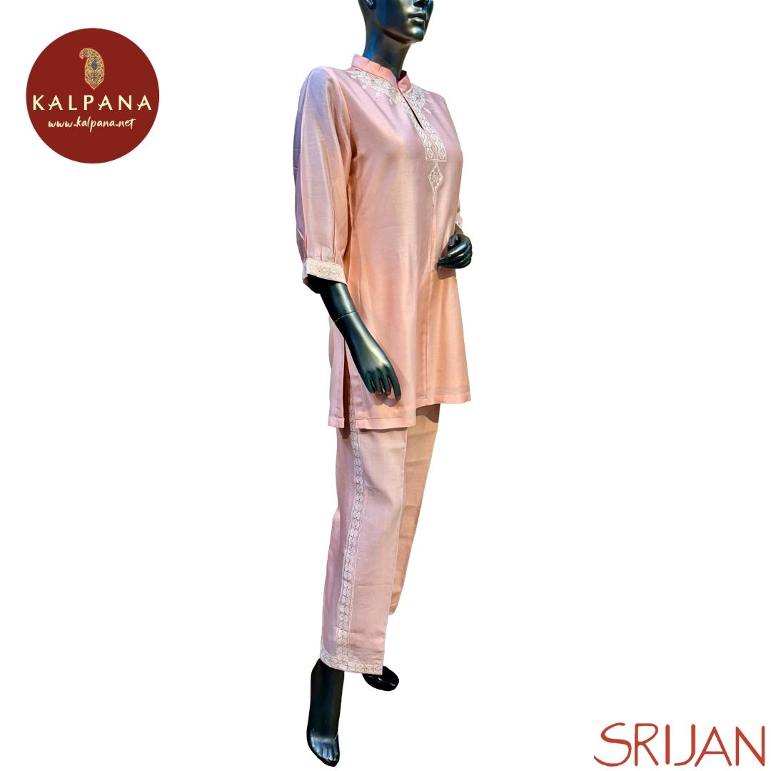 A-Line Front Open Jamdani Chanderi Salwar Kameez