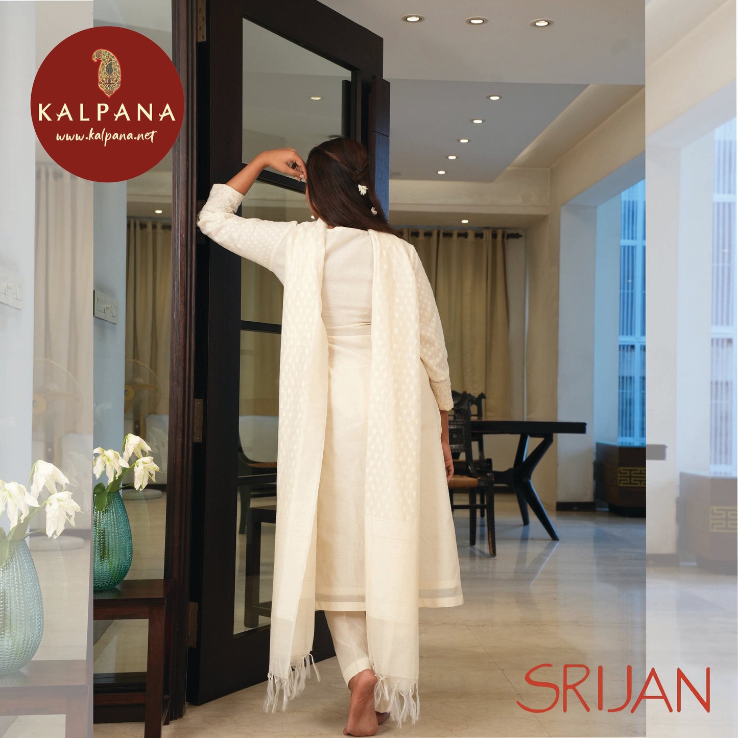 A Line Applique Chanderi Salwar Kameez