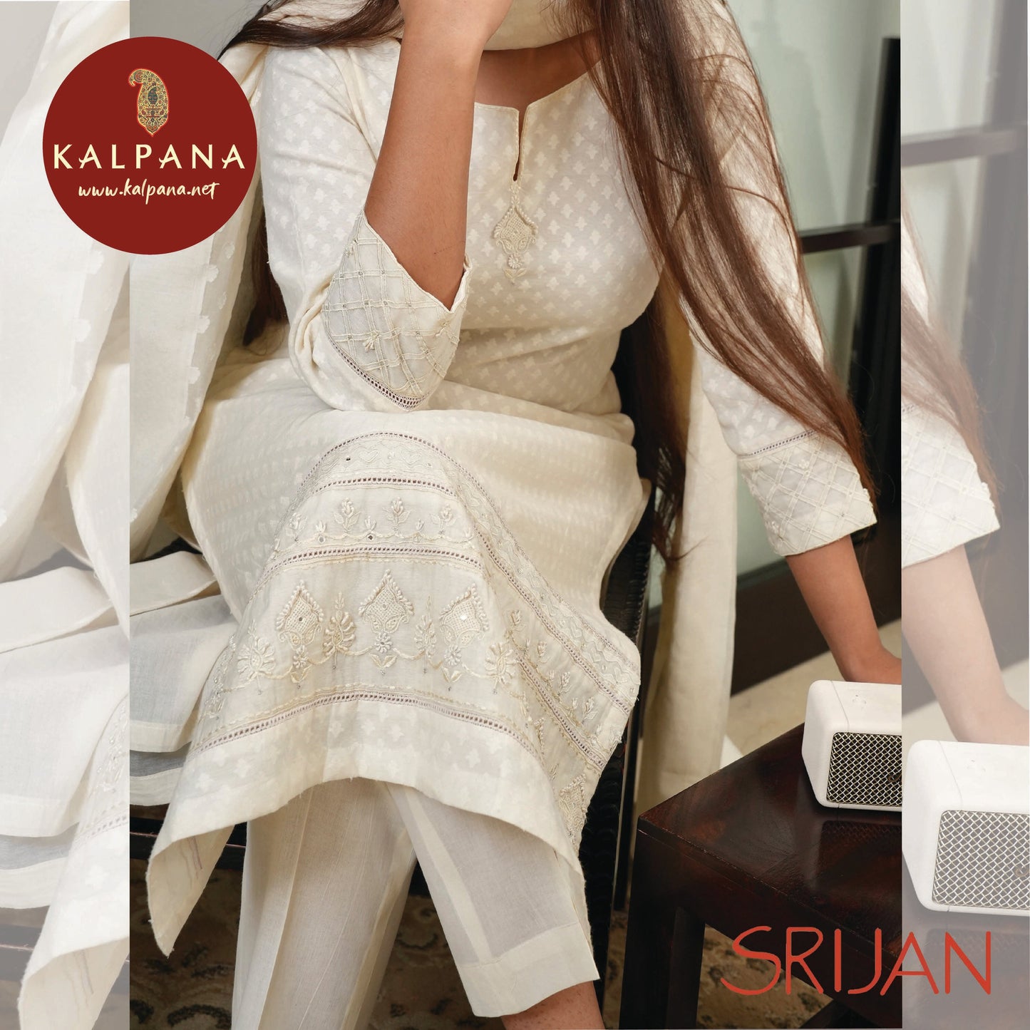 A Line Applique Chanderi Salwar Kameez