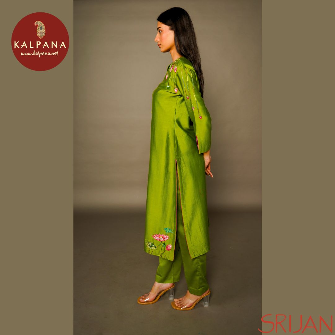 A-Line Front Open Pichwai Chanderi Salwar Kameez