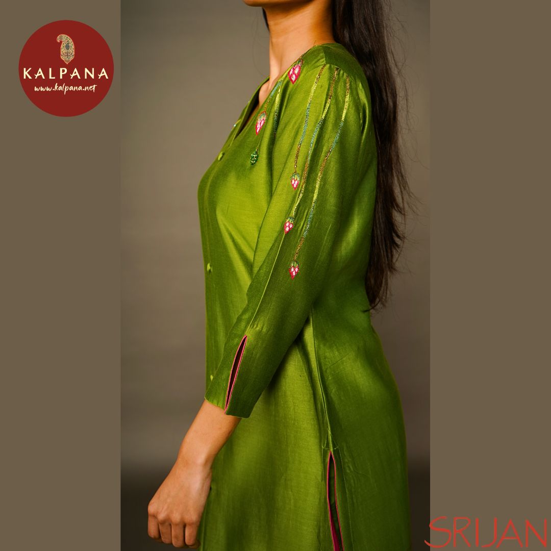 A-Line Front Open Pichwai Chanderi Salwar Kameez