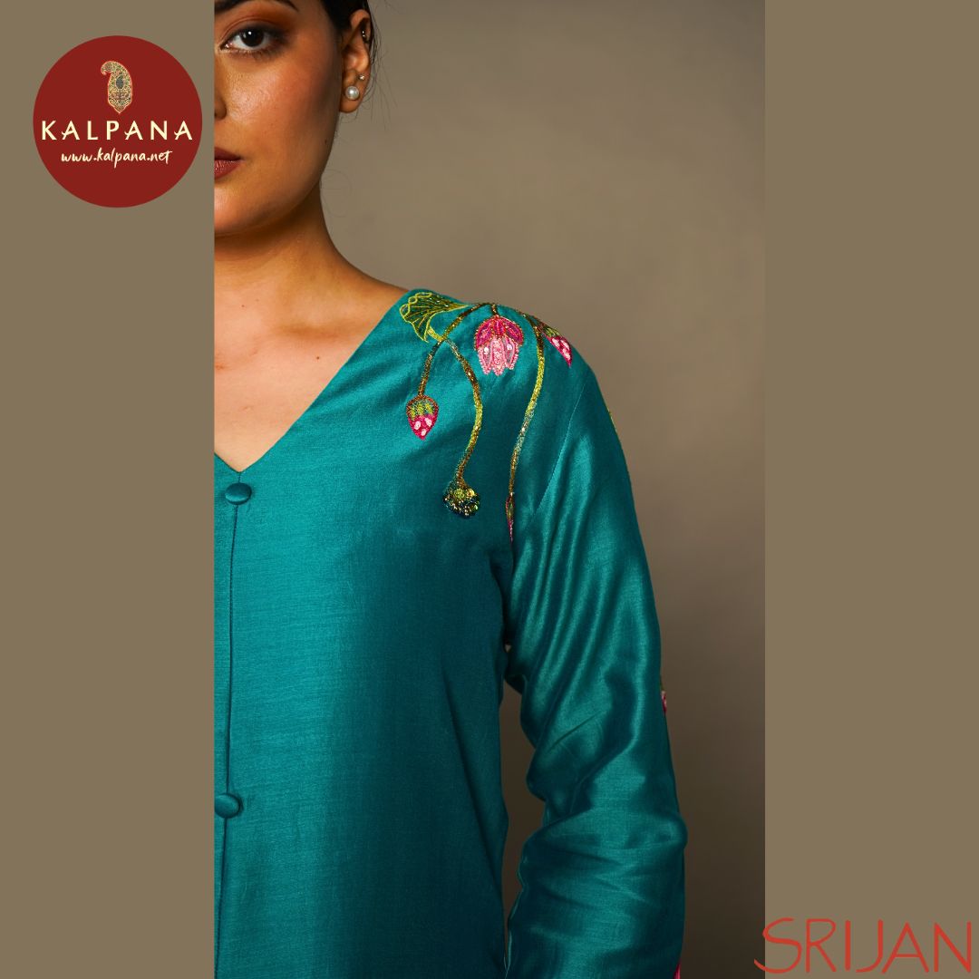 A-Line Front Open Pichwai Chanderi Salwar Kameez