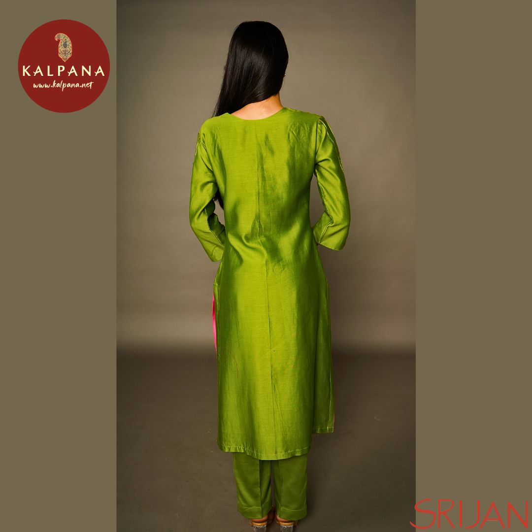 A-Line Front Open Pichwai Chanderi Salwar Kameez