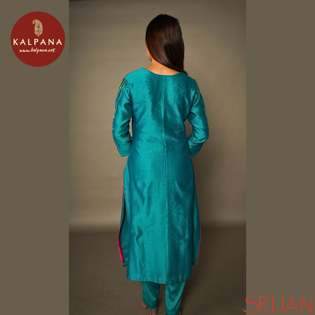 A-Line Front Open Pichwai Chanderi Salwar Kameez