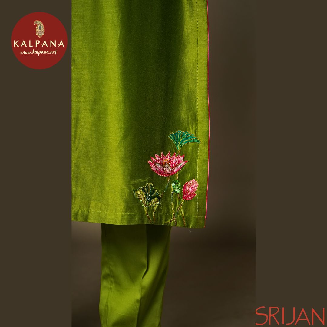 A-Line Front Open Pichwai Chanderi Salwar Kameez