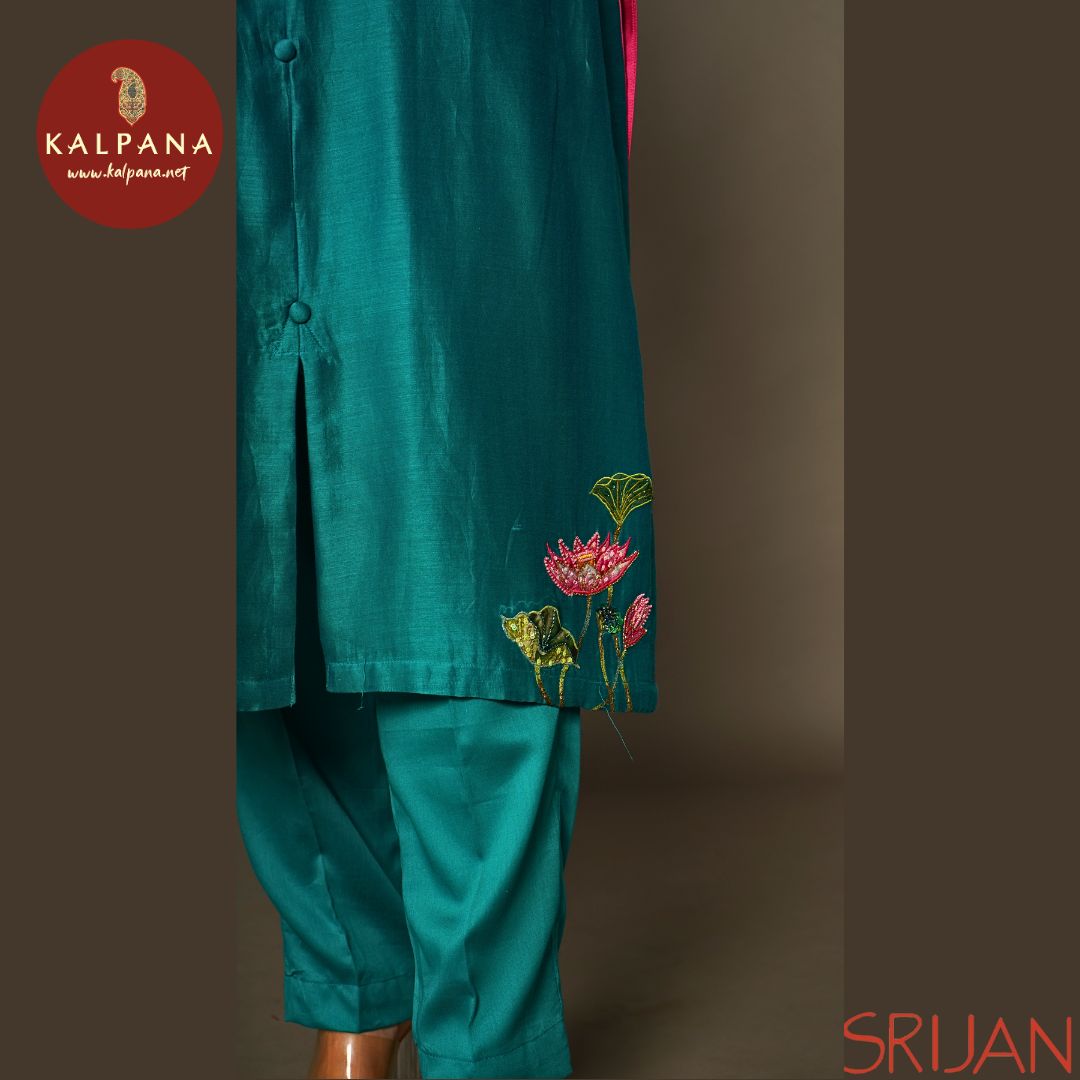 A-Line Front Open Pichwai Chanderi Salwar Kameez