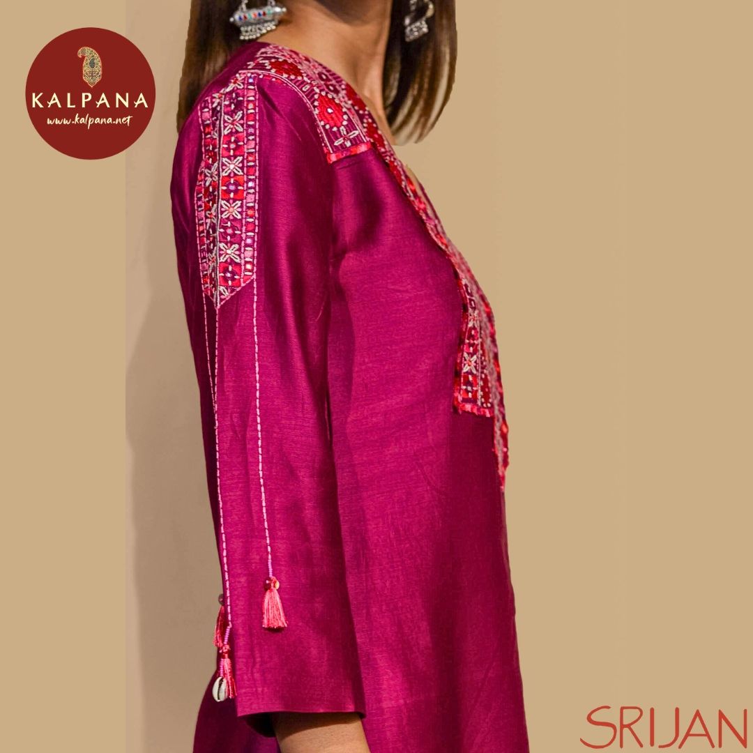 A-Line Front Open Rabari Chanderi Co-ord set