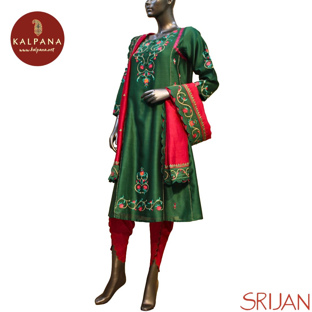Kashmiri Crewel embroidery Small Kalidaar Pure Chanderi Salwar Kameez