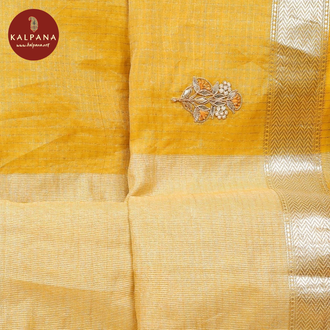 Aari Embroidery Pure Kora Tissue Saree