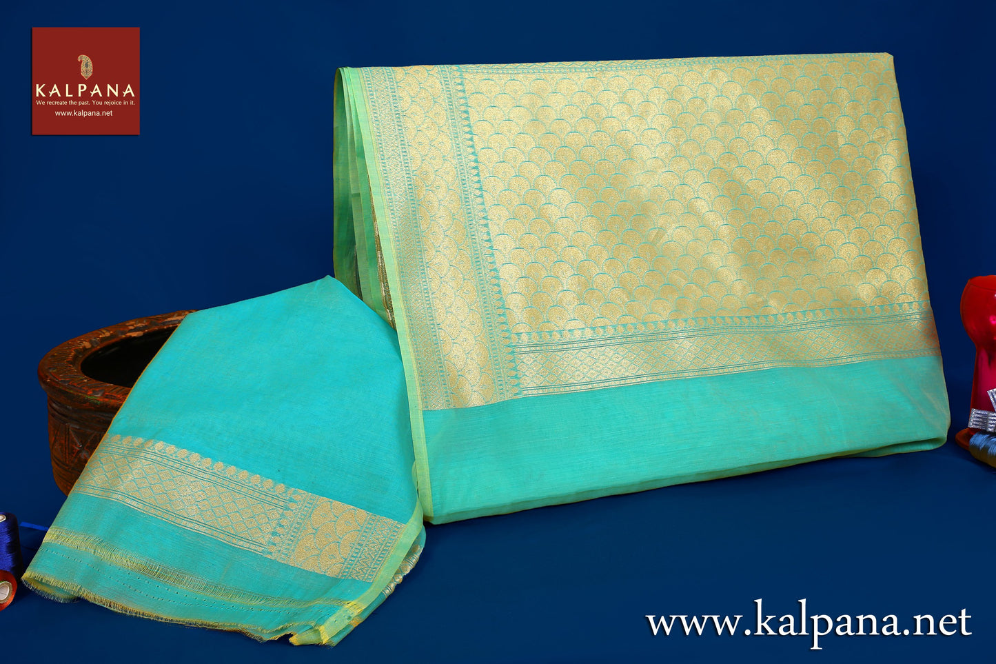 Banarasi Woven Blended Cotton Saree - Kalpana